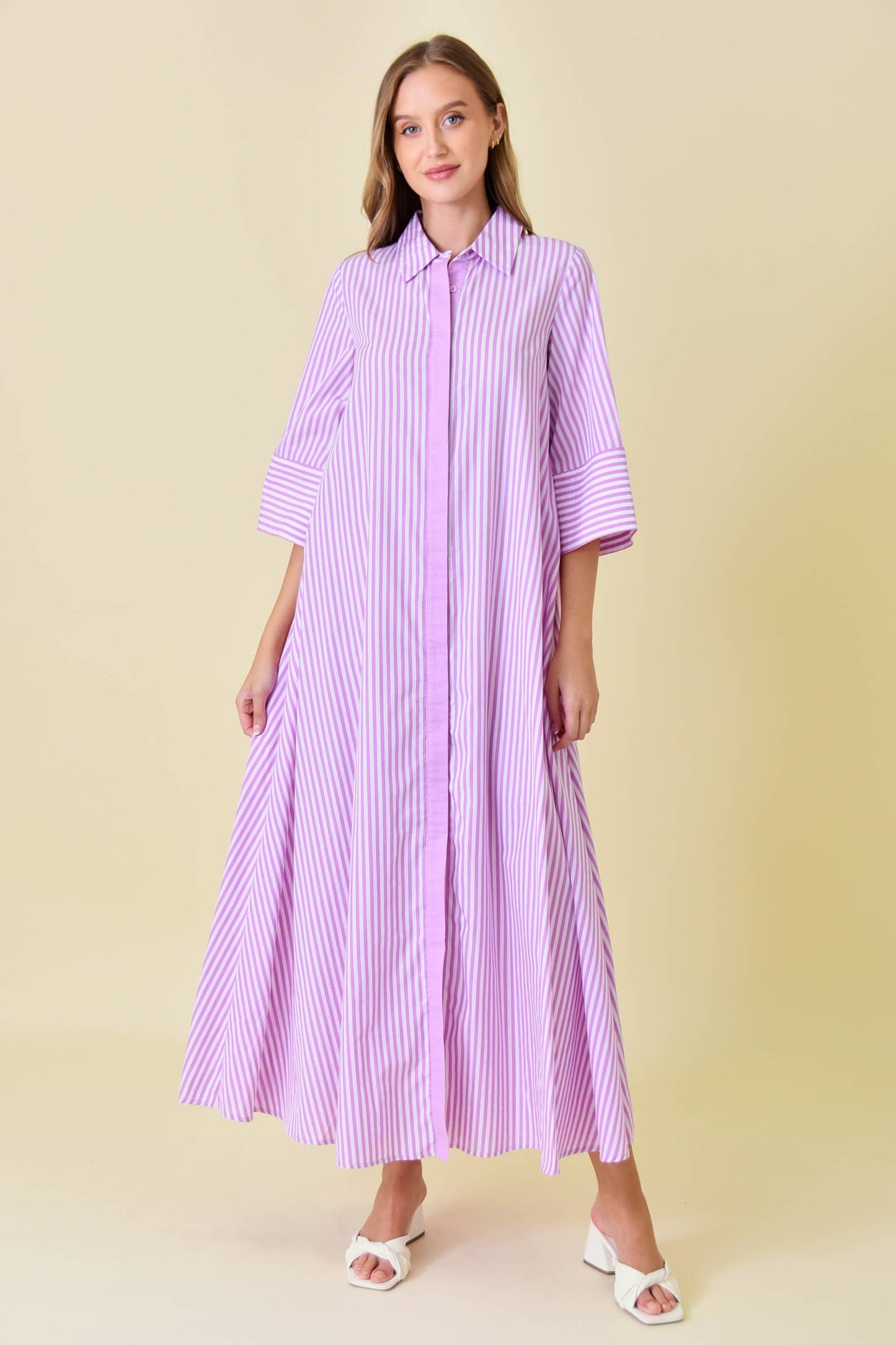STRIPED MAXI SHIRT DRESS