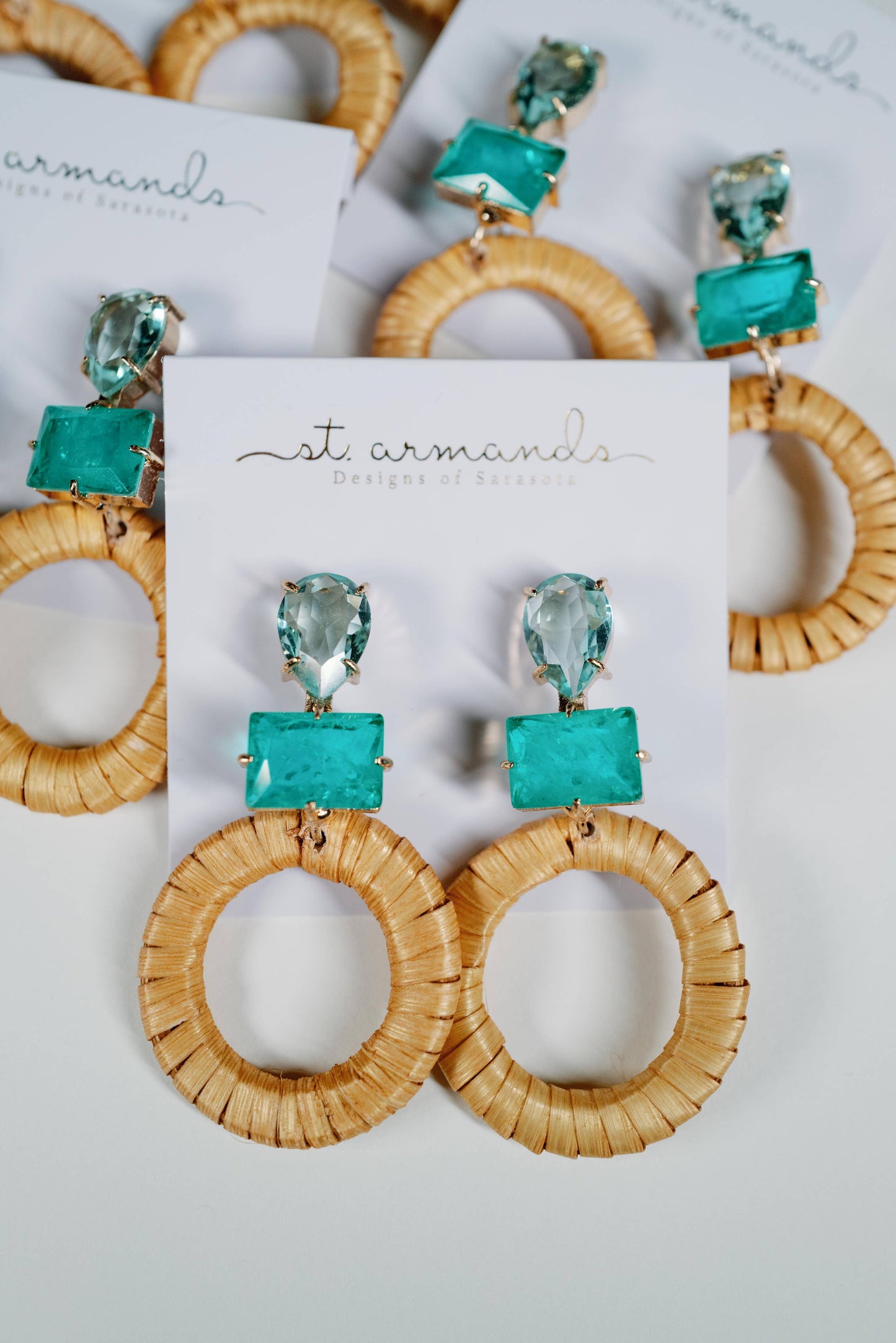 Turquoise Rattan Earrings