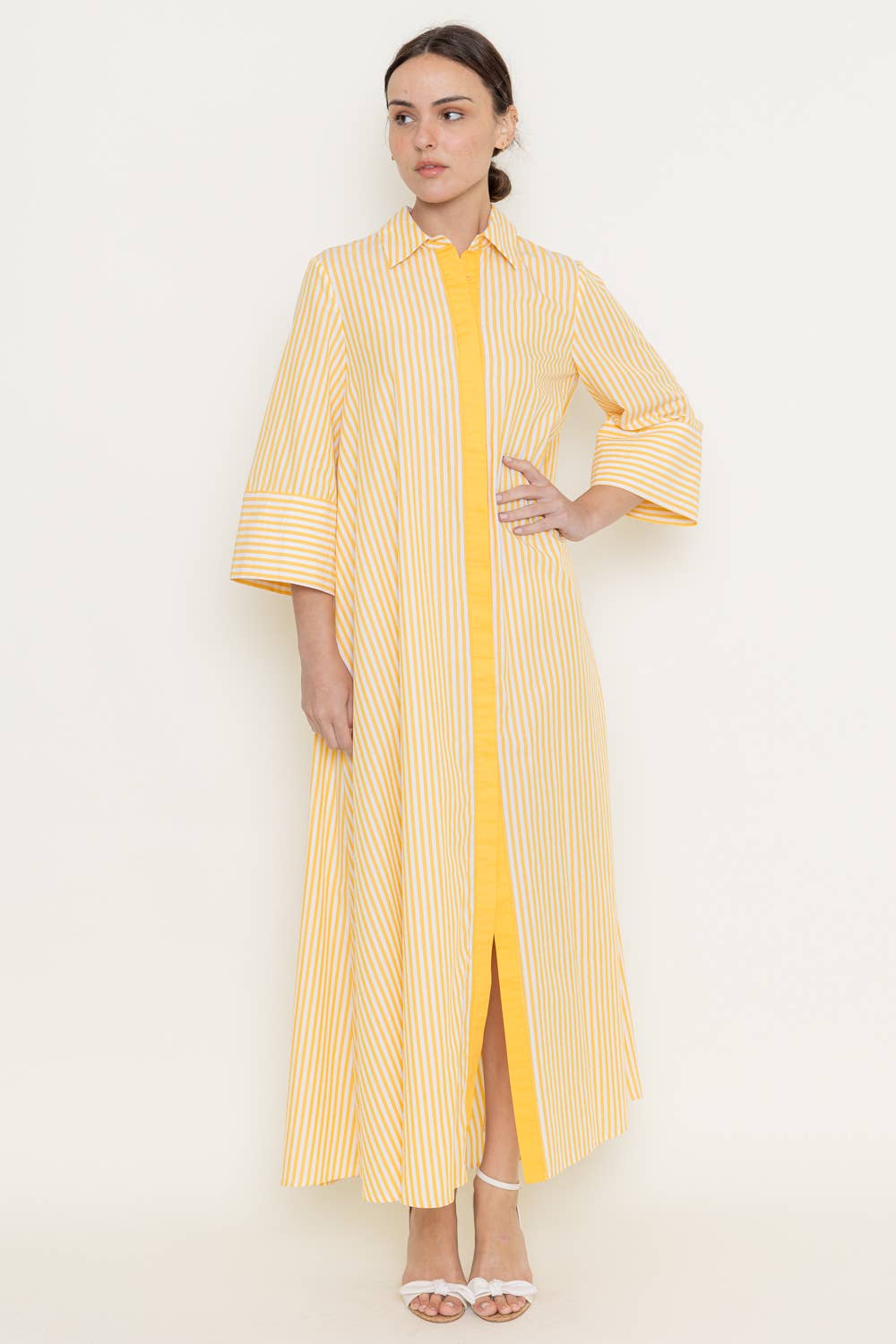 STRIPED MAXI SHIRT DRESS