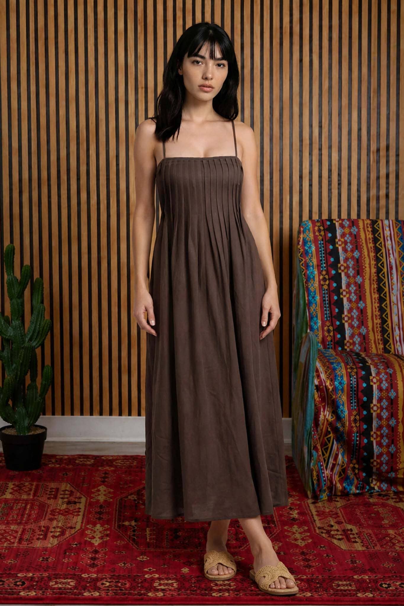Chocolate Pleated Maxi
