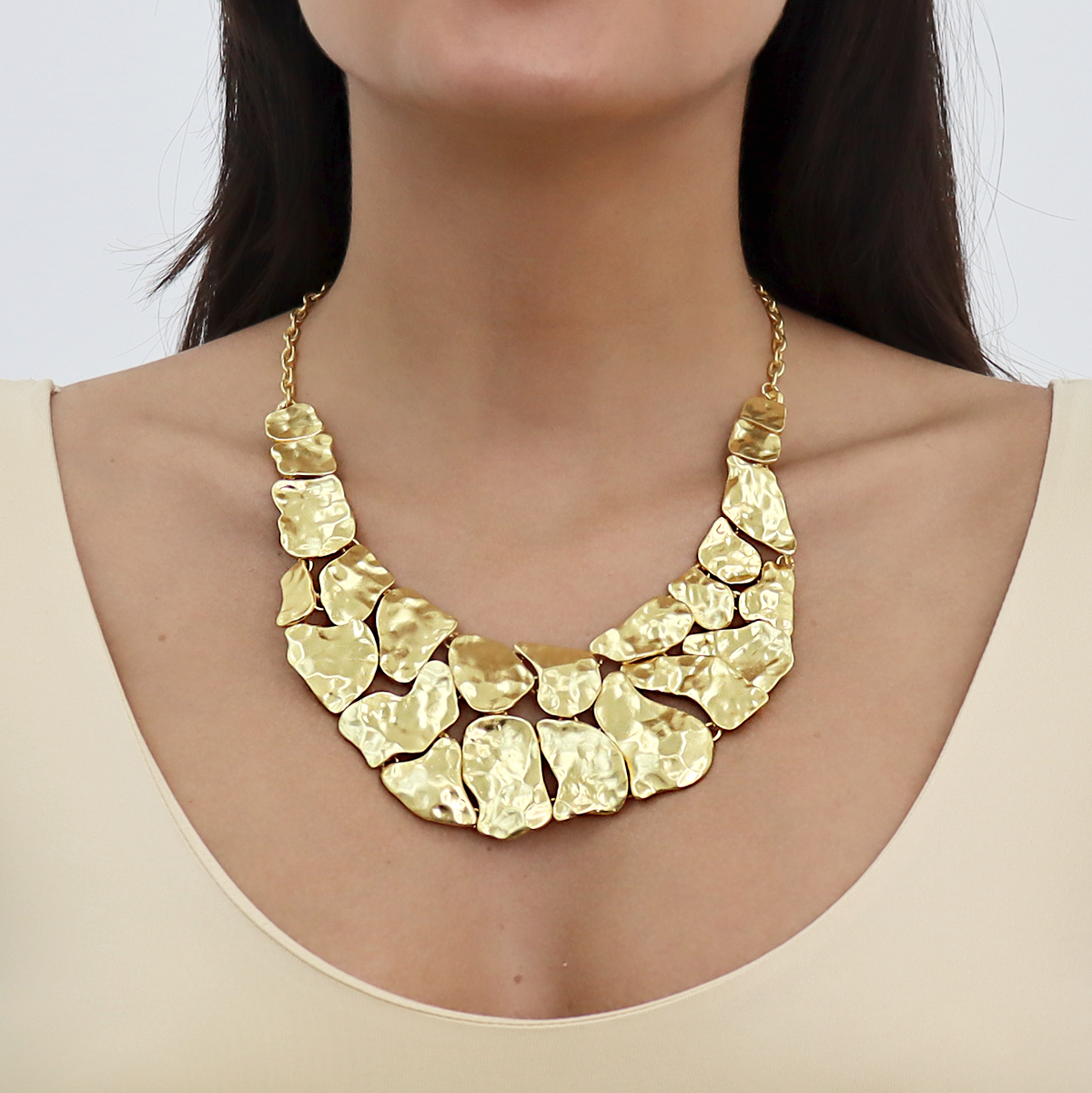 Cobblestone Statement Necklace - Bold Chunky Textured Design