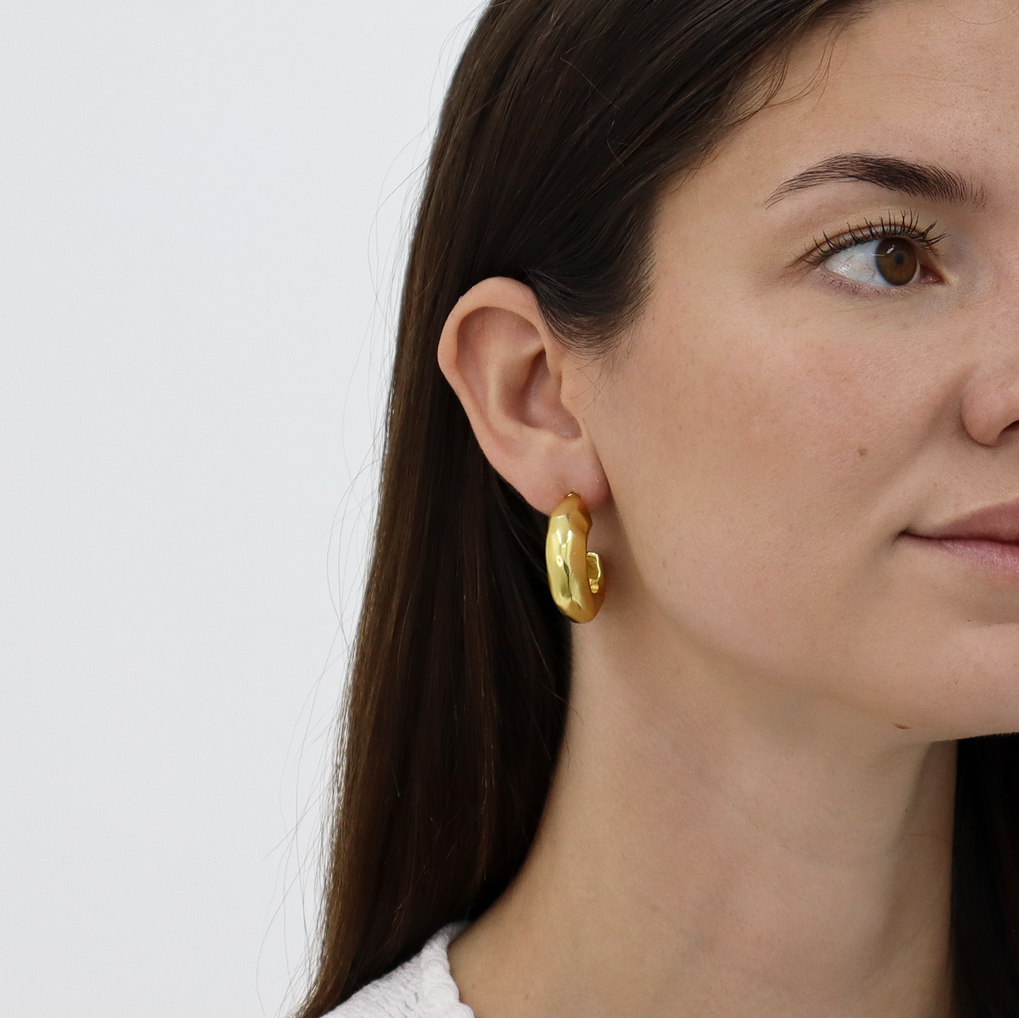 Hammered Metal Hoop Earrings - 24K Gold Plated