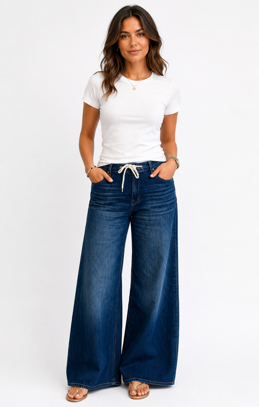 32" Baggy Wide Leg Jean w Drawstring