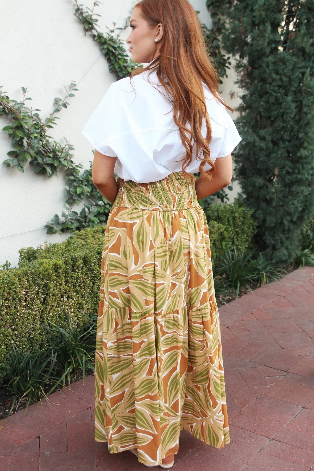 Palm Print Maxi Skirt